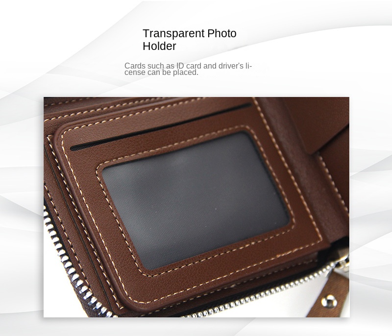 Men's Leather Wallet Casual Zipper Wallets Card Holder Male Synthetic PU Purse Coin Purse Personalized Wallet Men Leather