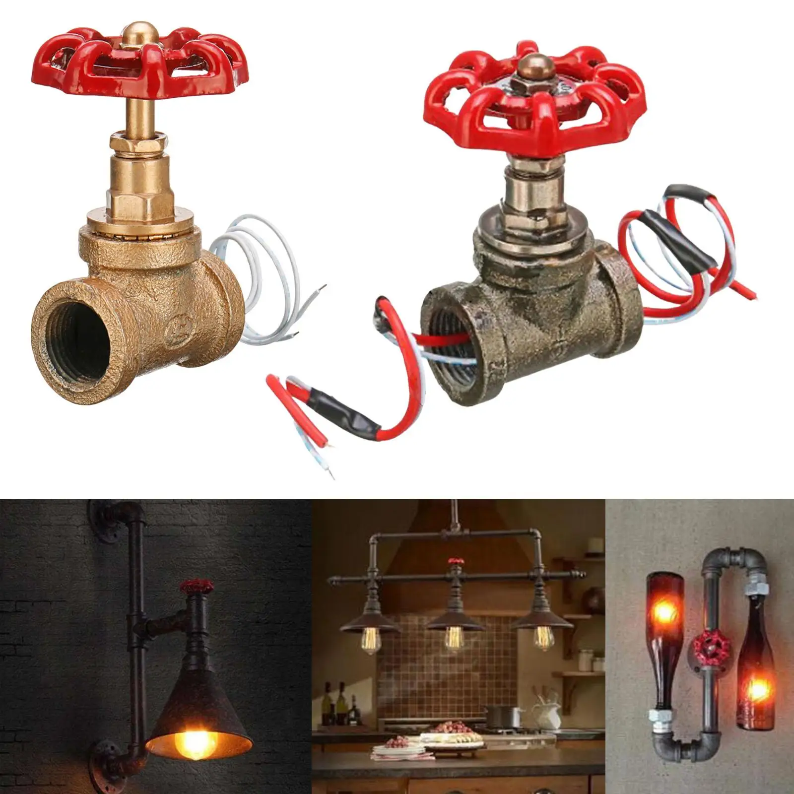 Vintage Industrial Light Switch Parts with Wire Fixtures Stop Valve Easy Install for Home Bar Club