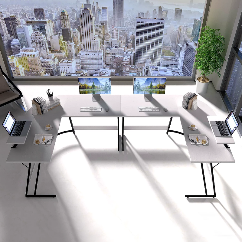 Description Picture 4 of itemVineego L-Shaped Computer Desk Modern Corner Desk with Small Table,White office desk  gaming desk