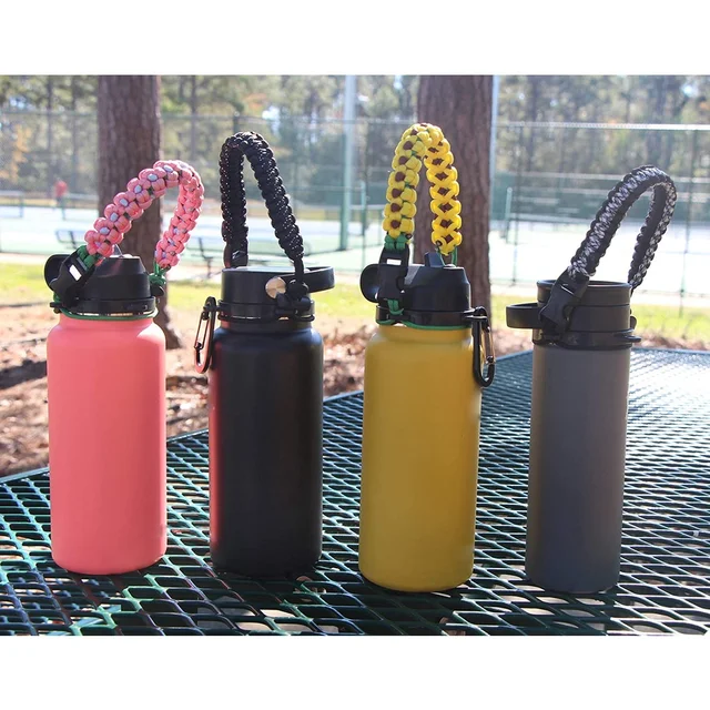 Paracord Handle Hydro Flask Paracord Survival Strap w/ Safety Ring  Carabiner Compass for Wide Mouth Water Bottles 12oz to 64oz - AliExpress