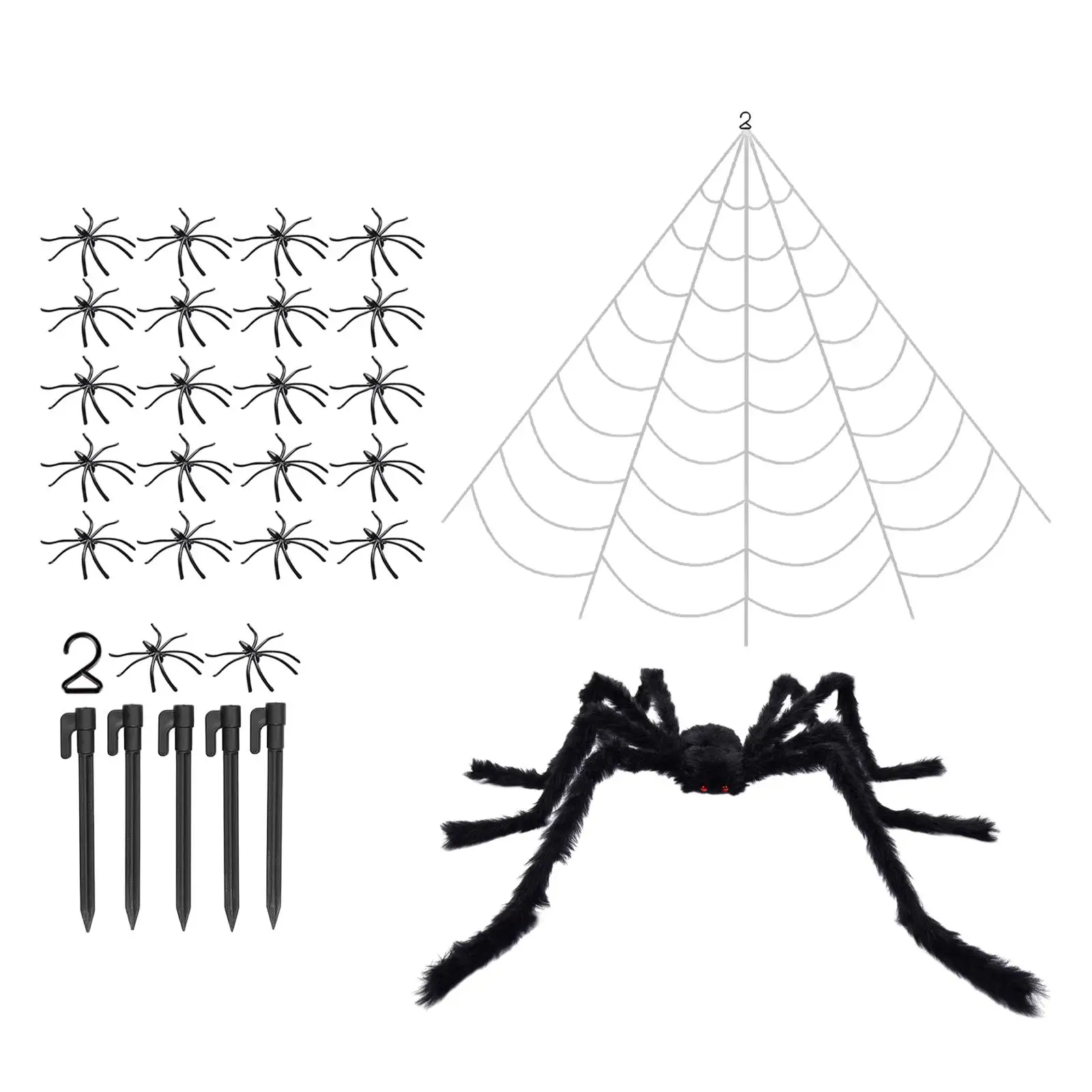 Halloween Spider Decoration Realistic Multipurpose Flexible Halloween Props 5M Web 125cm Plush Spider for Haunted House