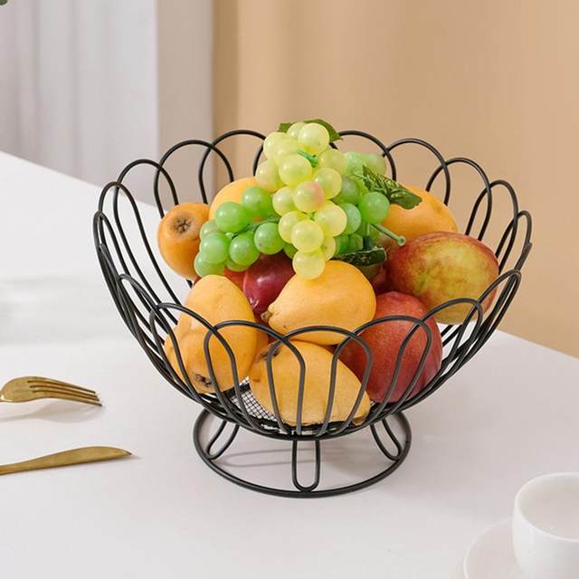 Fruit-Basket Round Fruit-Bowl Iron Fruit-Stand Home Creative-Snack-Bread  Storage Drain Basket Table Snack-Tray Home Use - AliExpress