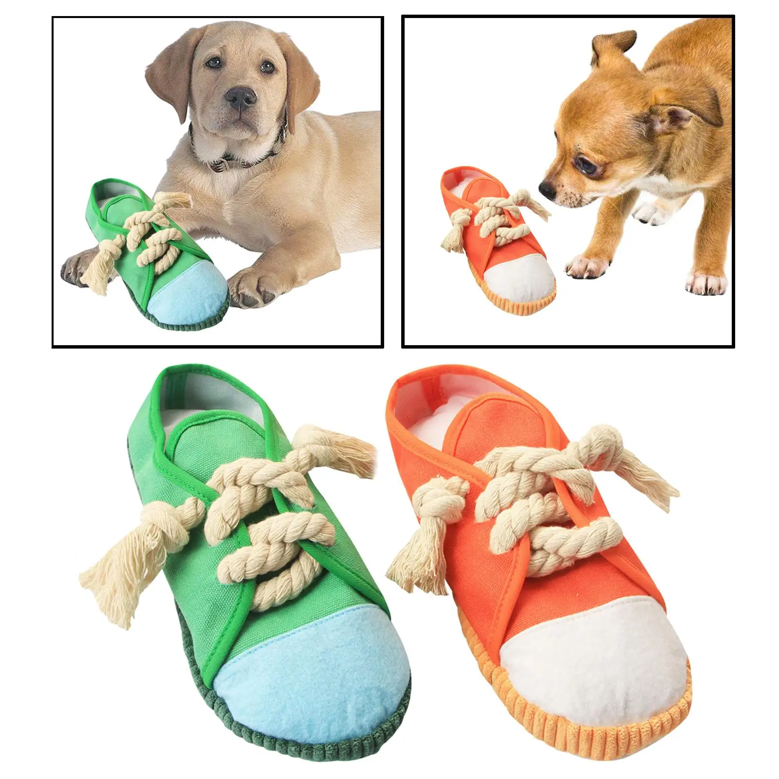 Shoes Shape Dog Chew Toy Dog Squeaky Toy Durable and Soft Canvas Material