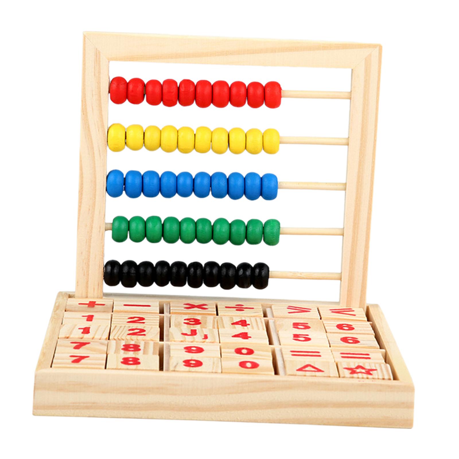 Wooden Frame Abacus with Building Blocks Gift Classic Number Alphabet Cards Math Educational Counting Toys for 4-6 Year Old