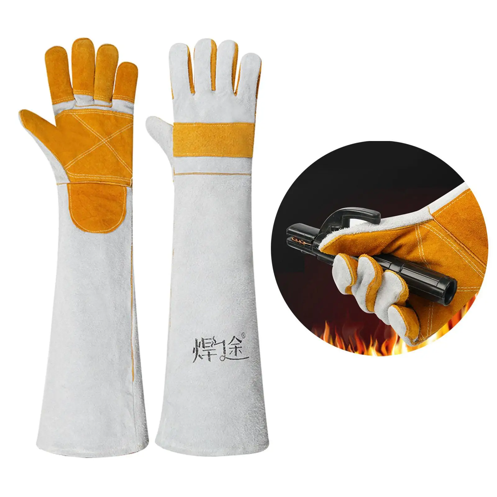 Pair of Electric Welding Gloves Wear Resistant Welding Accessories Protection Gloves Fireproof for Women Men