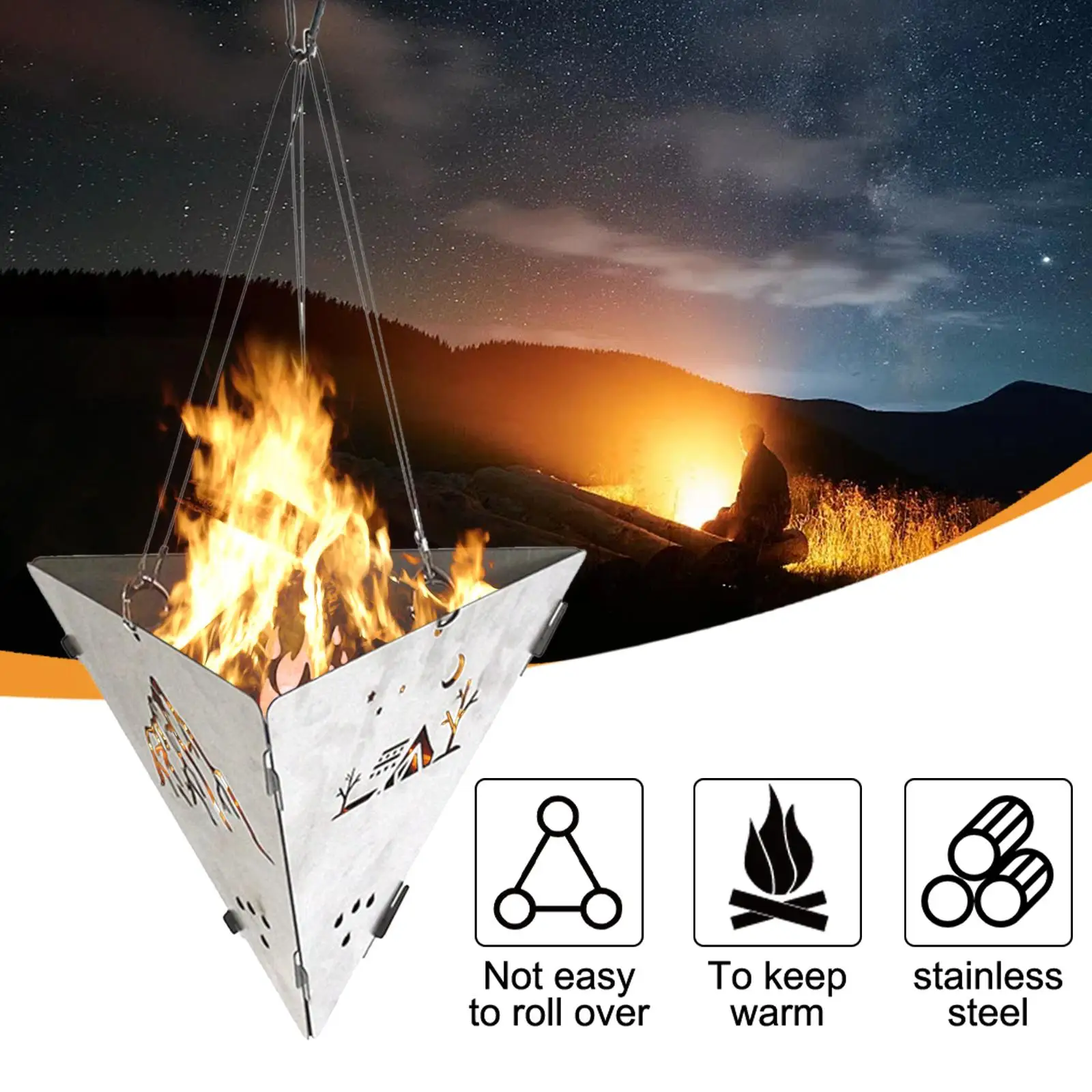 Portable Stove Fire  Stainless  Burning Stoves with Carrying Bag Campfire Rack Fire for BBQ Travel Barbecue Picnic