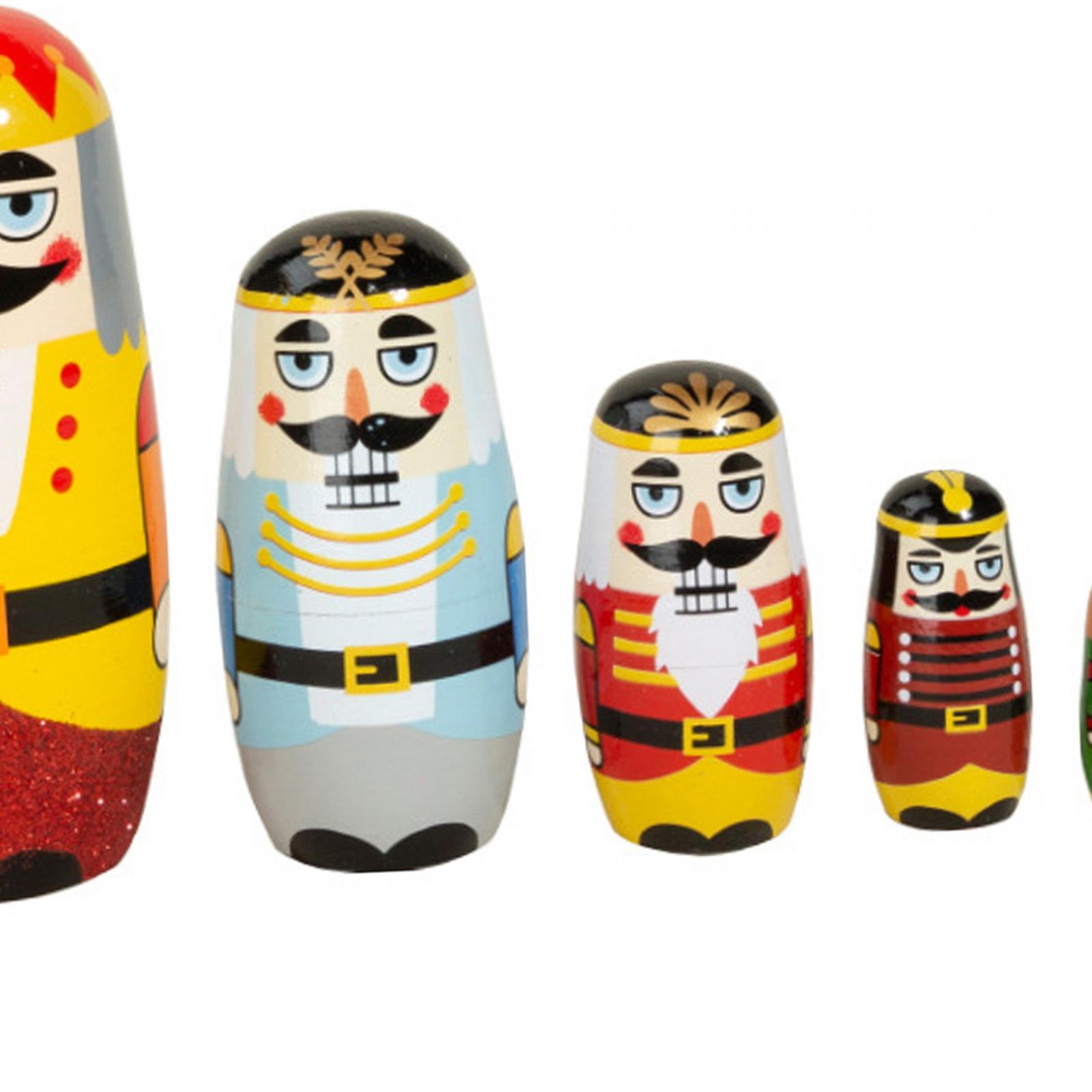 5x Nutcracker Handmade Shelf Cute Birthday Gifts Russian Nesting Dolls Decor