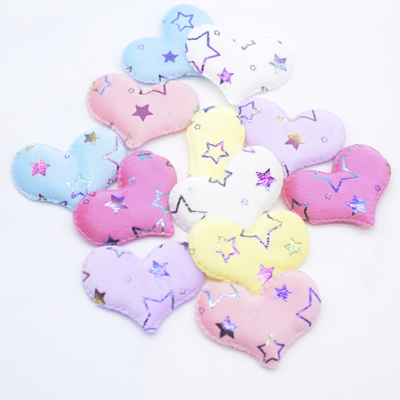 24 Stücke 55*42mm Plüsch Bronzing Muster Herz Applikationen für Kleidung Hut Nähen Patches DIY Kopfbedeckungen Haarspangen Bogen Zubehör – Detail 3
