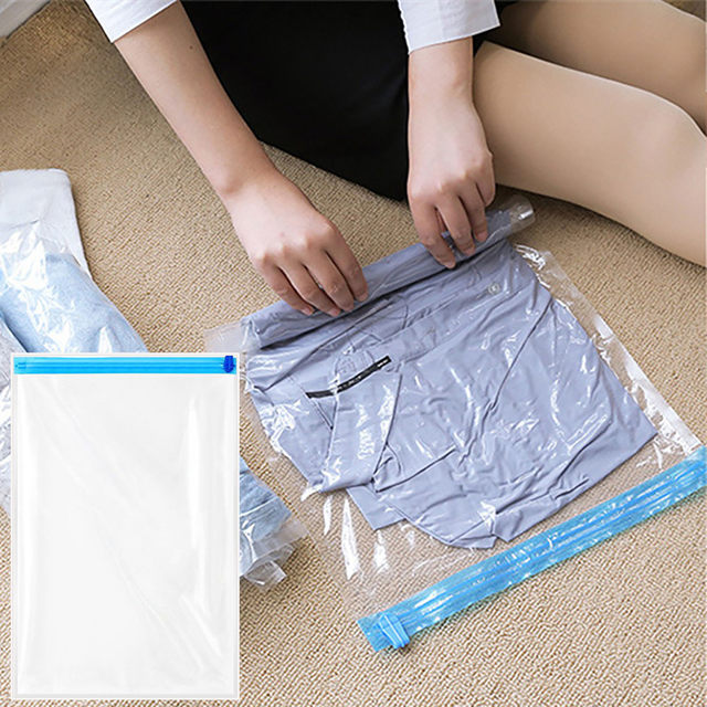 Farfi Travel Vacuum Sealed Bag Clothes Transparent Compression