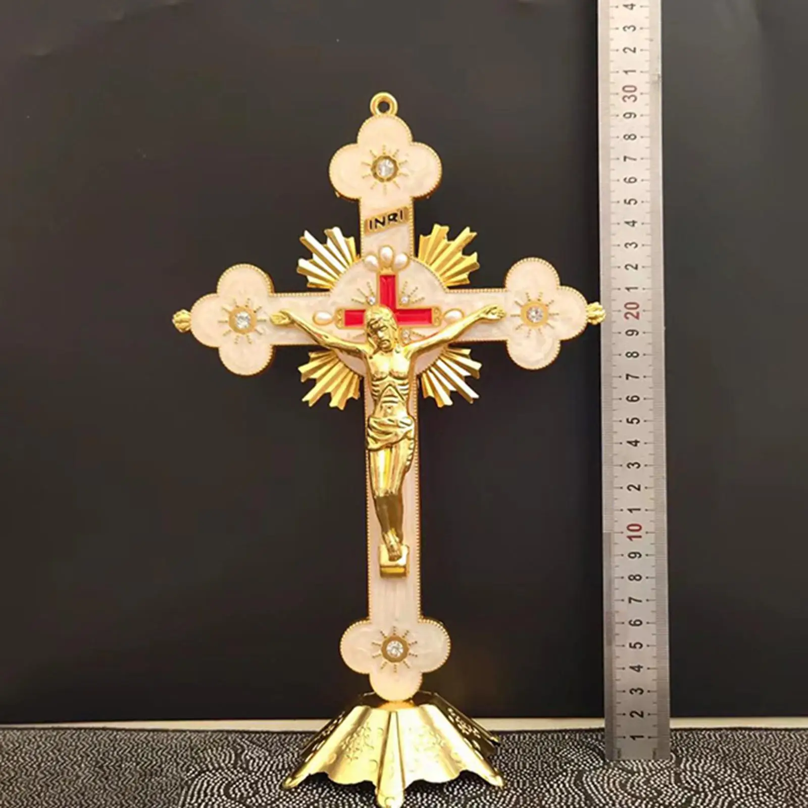 Standing Crucifix Figurine Sculpture Table Cross for Prayers Tabletop Altar