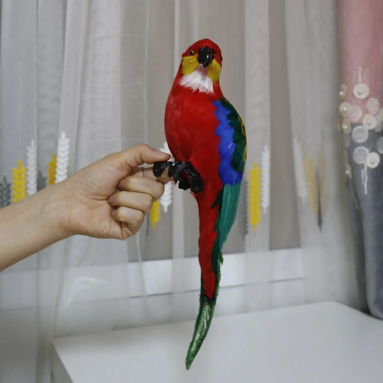 Colorful Simulation Parrot Statue Animal Model Housewarming Gifts Feather Parrot Macaw for Patio Yard Porch Ornaments Decoration