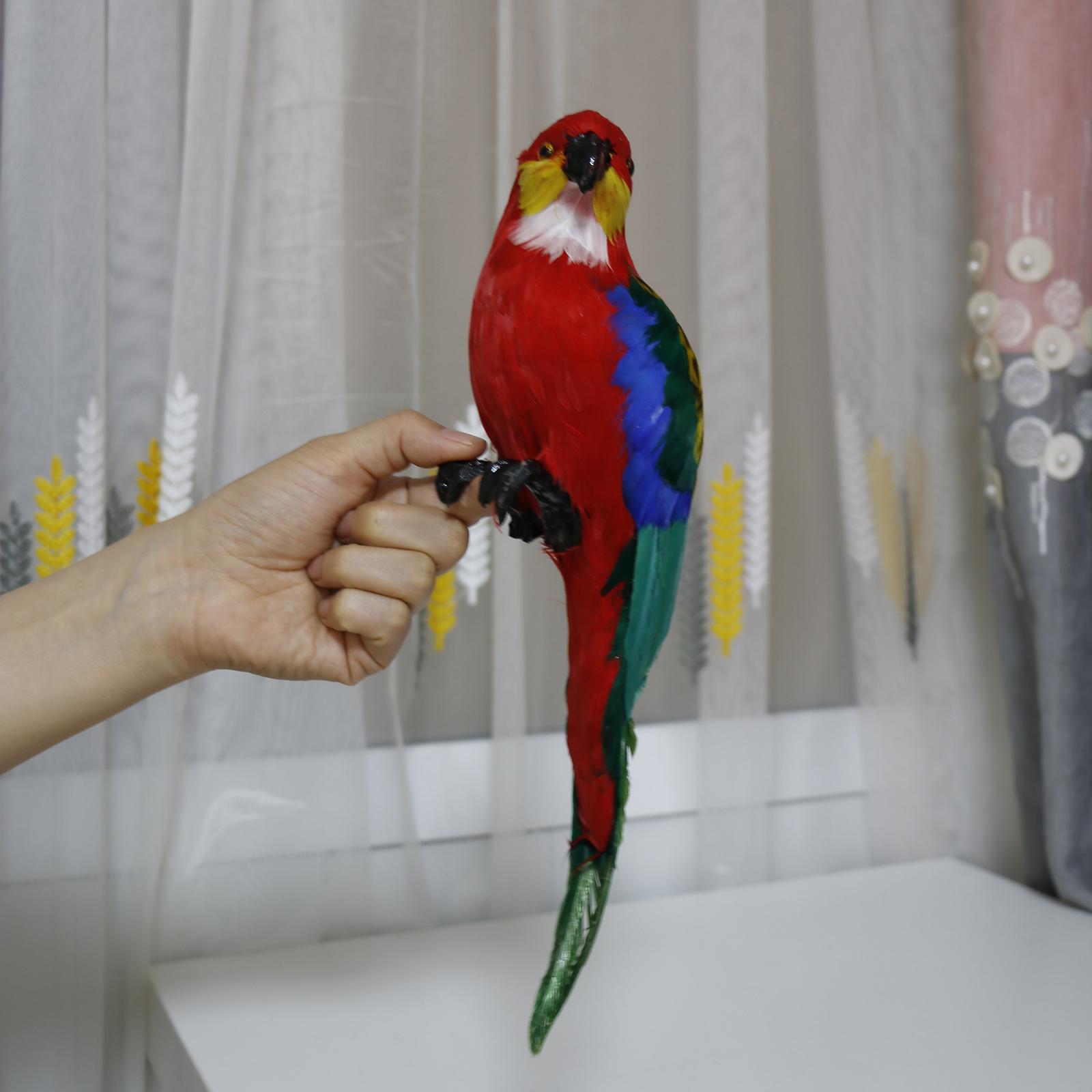 Colorful Simulation Parrot Statue Animal Model Housewarming Gifts Feather Parrot Macaw for Patio Yard Porch Ornaments Decoration