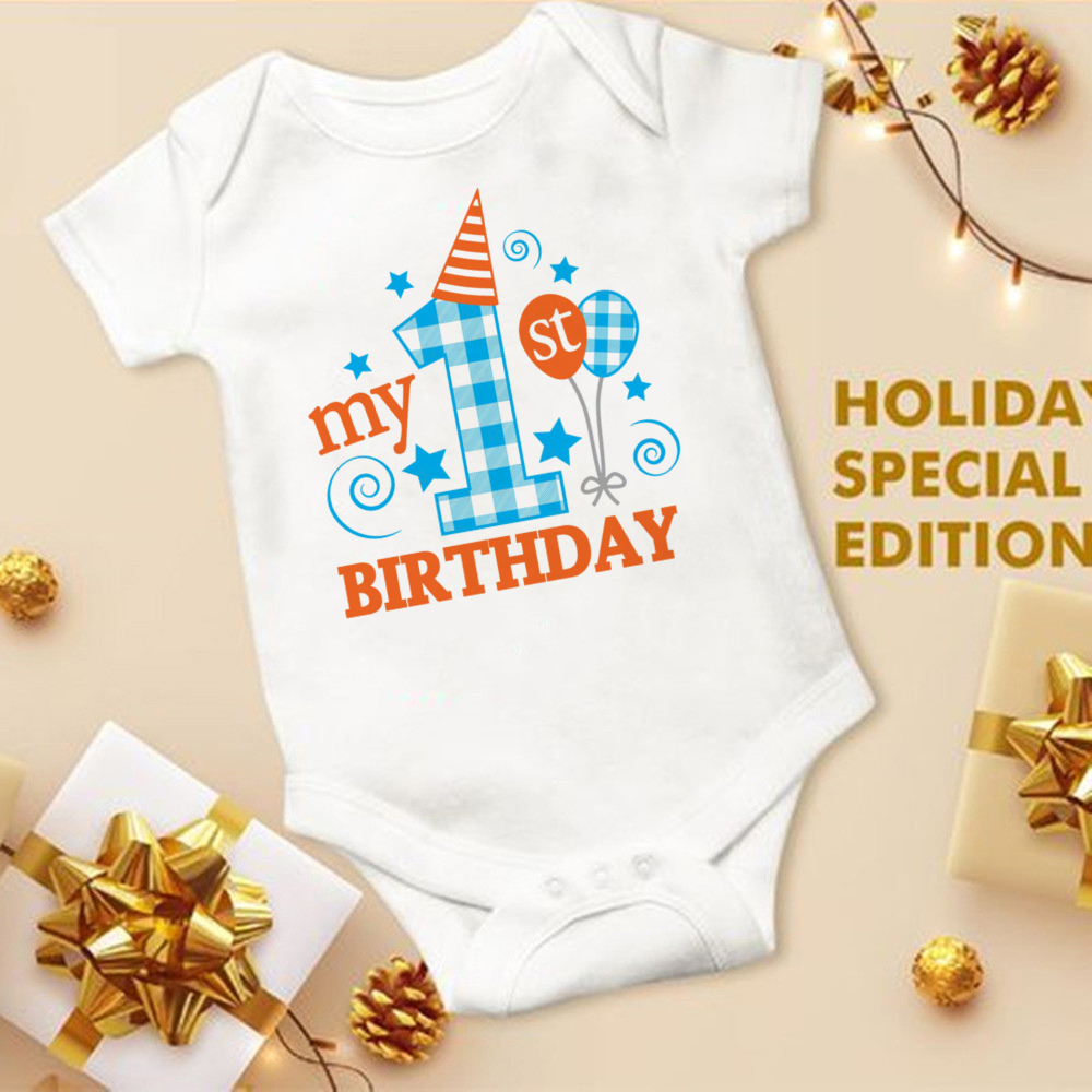 Mein 1. Geburtstag Neugeborenen Stram pler Sommer Säugling Körper Kleinkind kurze Prinz Ärmel Overall Baby Jungen Geburtstags feier Outfit Kleidung – Detail 31