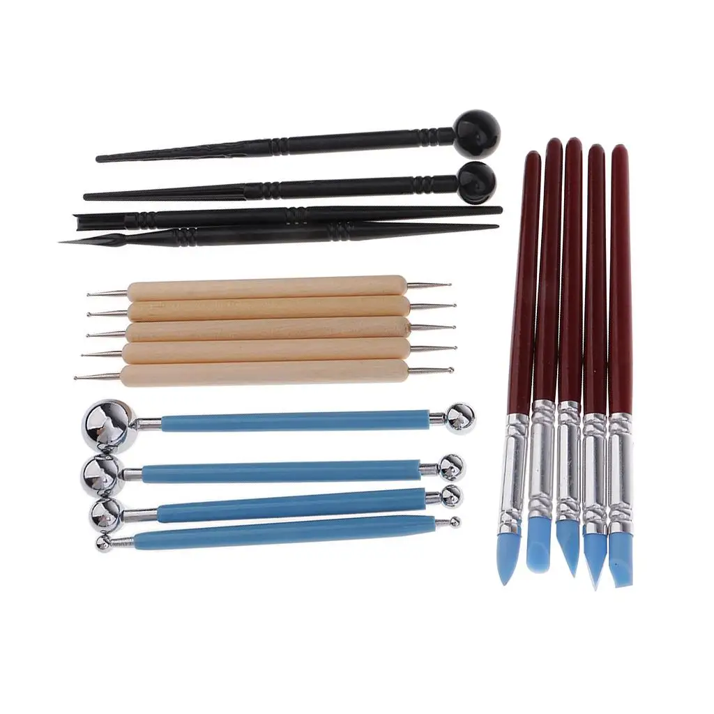 18 Pieces/set Pottery Ceramic Polymer Clay Sculpting Modeling Tools Shaper Pen Dotting Ball Stylus Tools