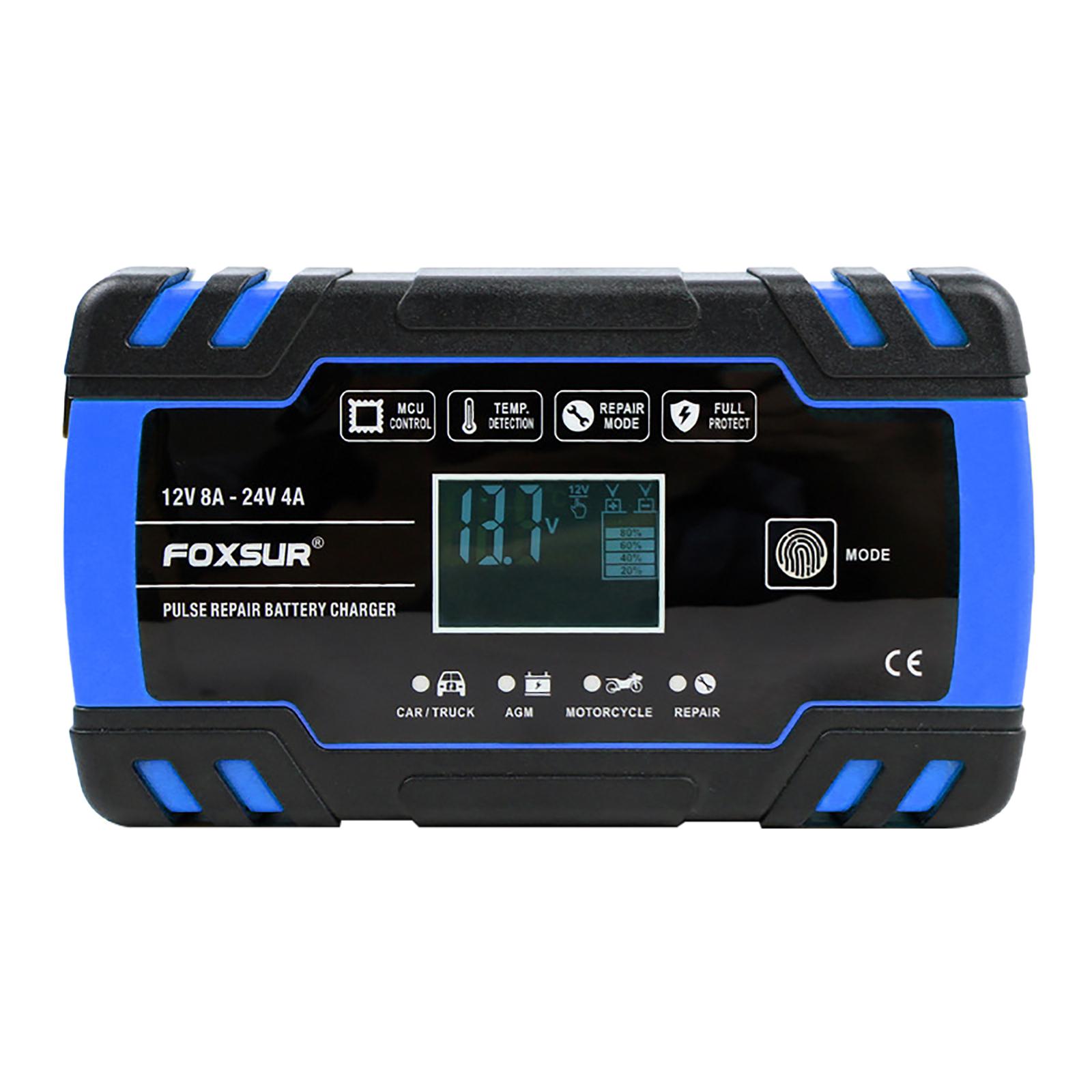 Smart Car Battery Charger 12V 24V 8A 4A 3-Stage Automatic PULSE Repair Charger for Agm Battery Boat SLA Wet