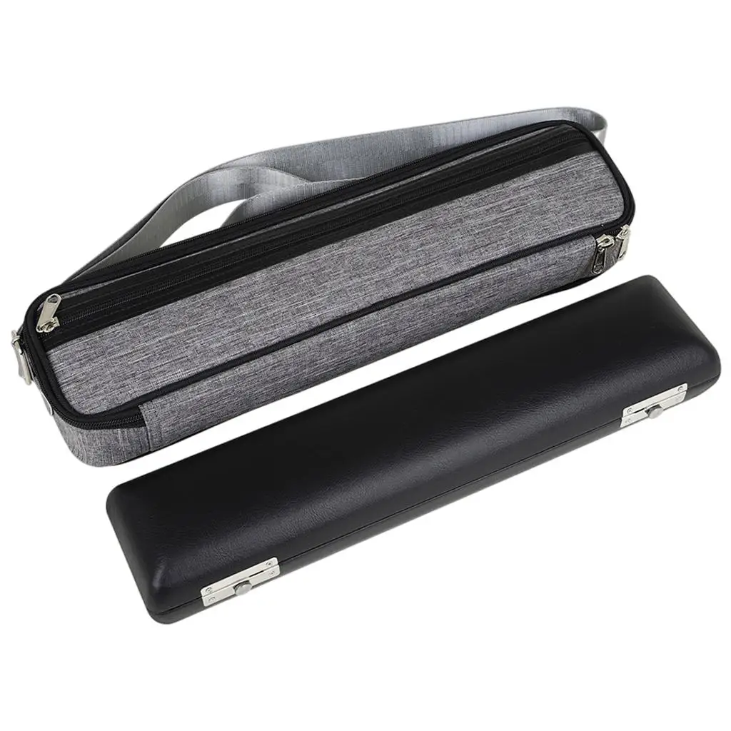 16 Hole Flute Case Hard Waterproof with Handle Premium Lightweight Soft Leather Carry Bag Flute Bag for Concert Flute Woodwind