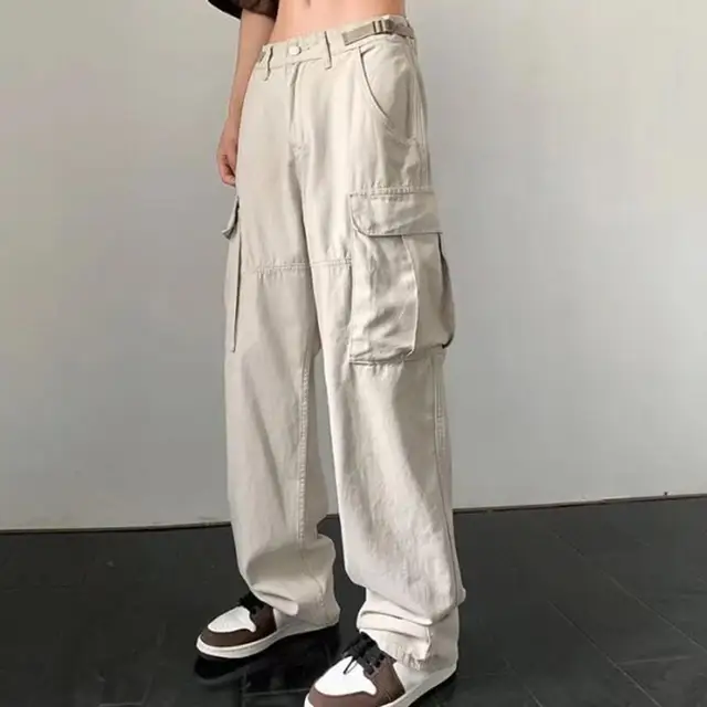 Pantalones Cargo de lino para mujer, pantalón de cintura alta