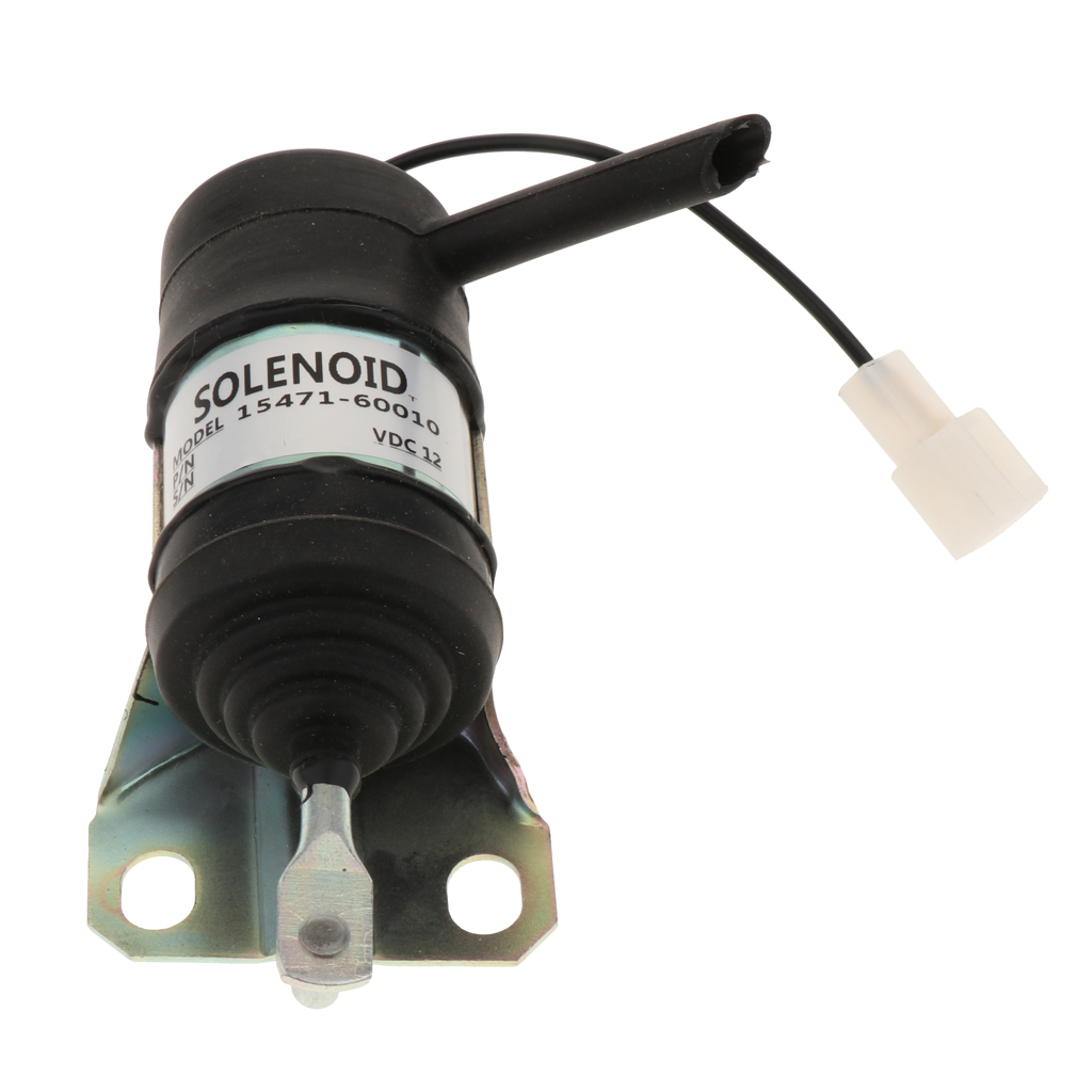 12 Volt Fuel Shutdown Solenoid Cut Off Solenoid for Kubota B1750 L4200 15471-60010 - Silver