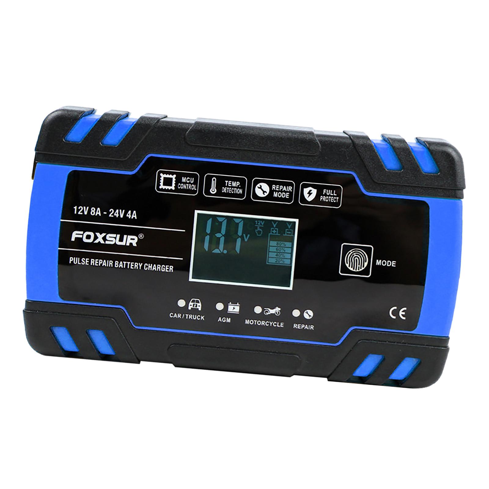 Smart Car Battery Charger 12V 24V 8A 4A 3-Stage Automatic PULSE Repair Charger for Agm Battery Boat SLA Wet