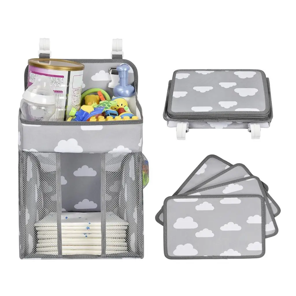 Baby Crib Storage Bag Hanging Pocket for Nursery Baby Diaper Clothing