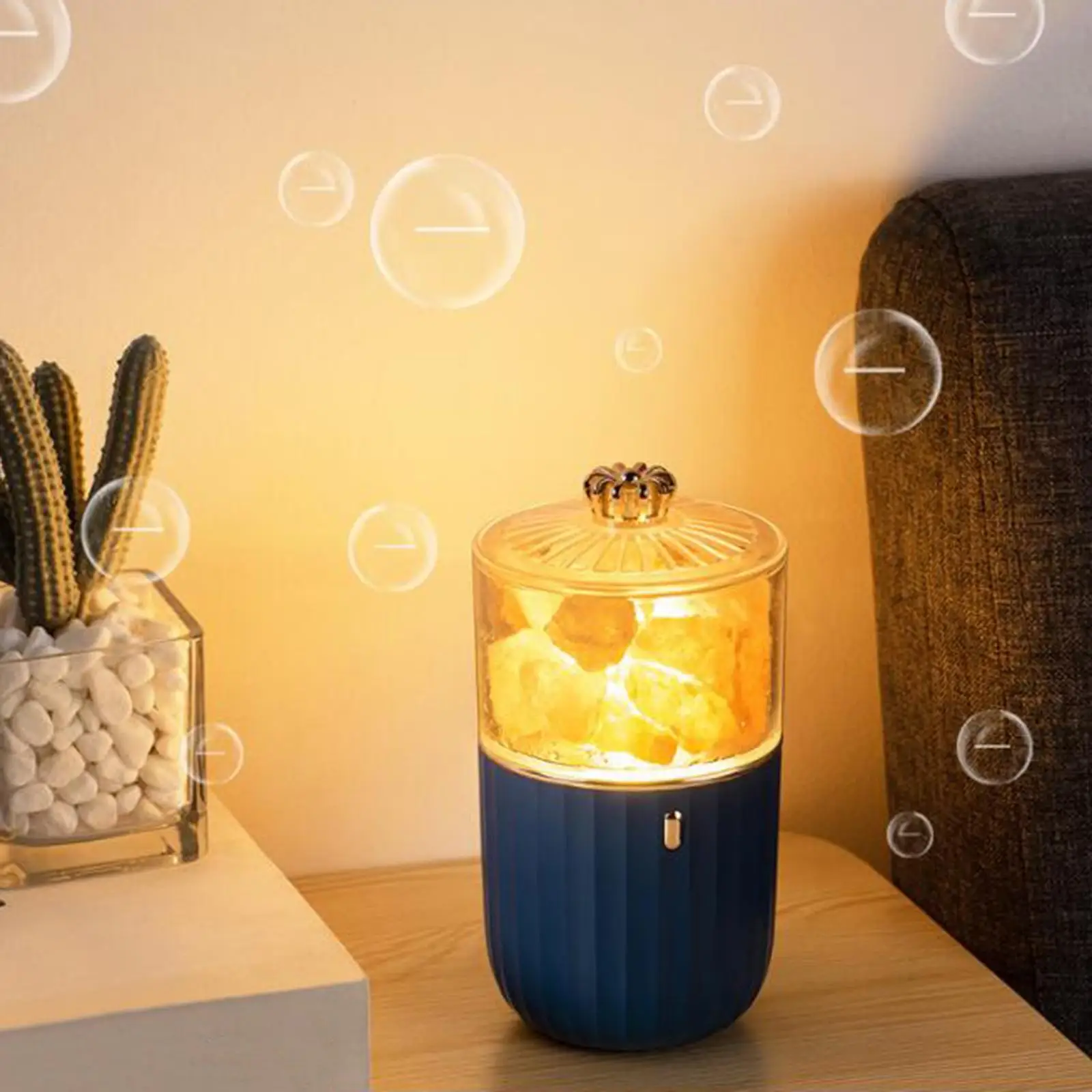 USB Air Humidifier Crystal Salt Stone Salt Lamp Humidifier Humidificador Mist Maker Fogger for Office Home Room Desktop Decor