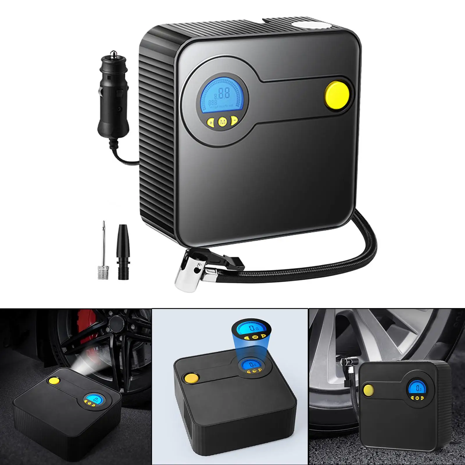 Car Air Compressor Tire Inflator Electric with LED Light Air Pump for Bicycle Inflatables Home