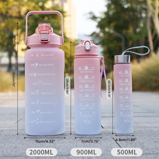 Botella de agua con pajita de plástico de gran capacidad, vaso de agua de alto  valor, gran grasa, 3 unidades por juego - AliExpress