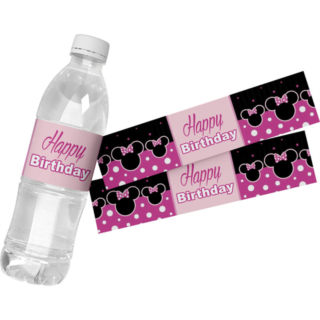 Minnie Mouse Theme Water Bottle Labels