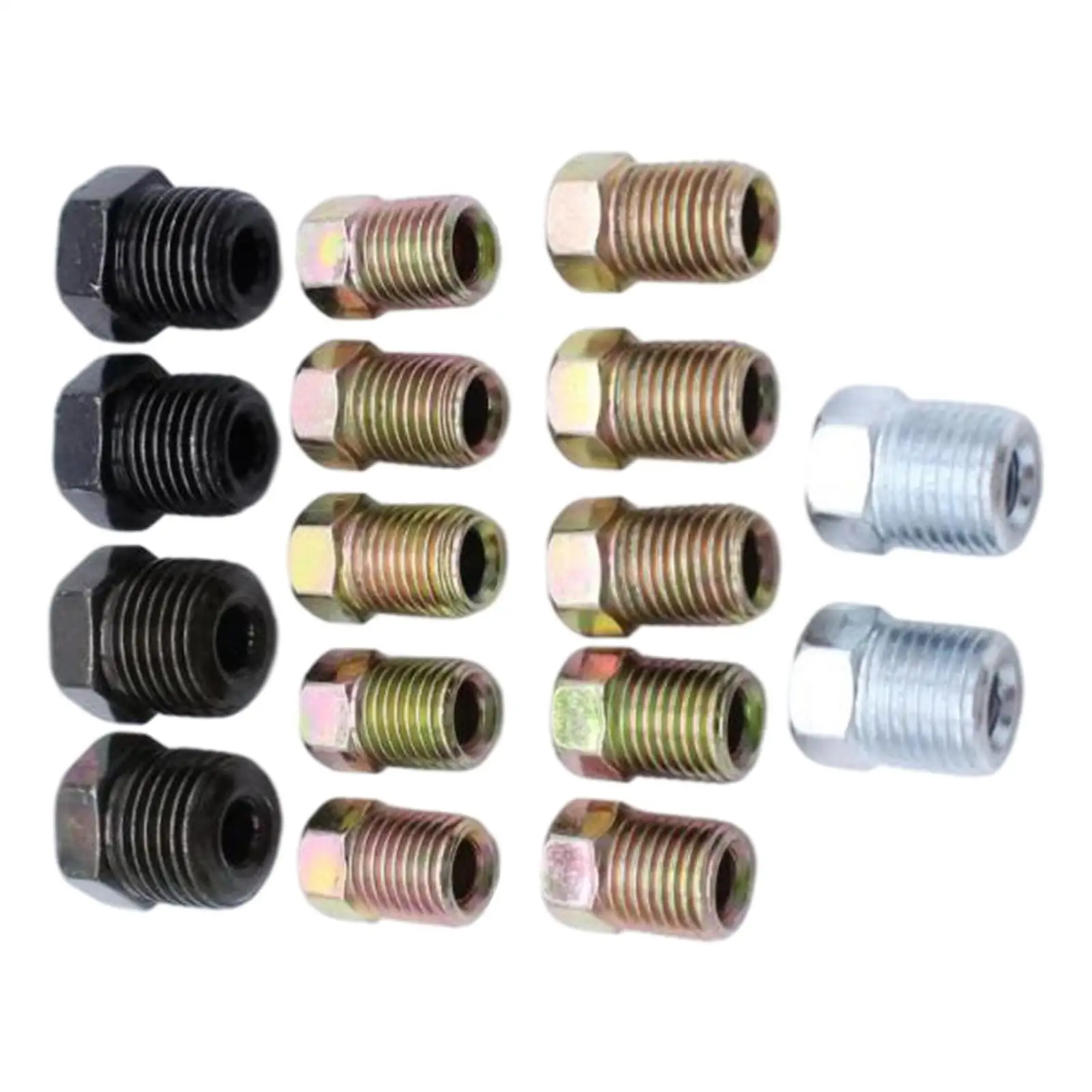 16Pcs Inverted  Tube Nuts 2x 7/16-2x -24 2x 9/16-18 Threads Nuts Fit for 3/16 Tube Brake Line  Accessories
