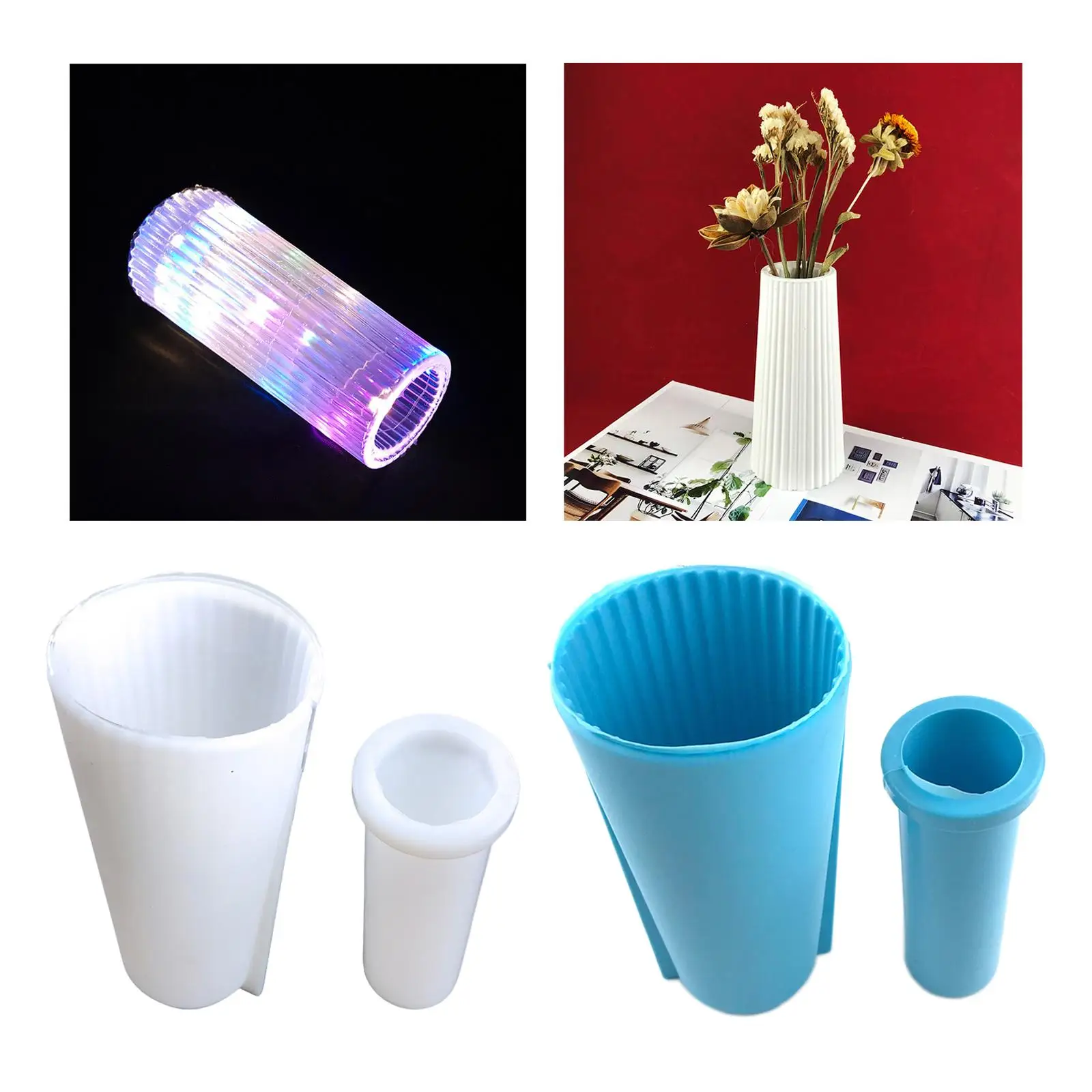2x Planter Vases Silicone Molds DIY Art Making Epoxy Plaster Concrete Flower Pot Injection Mould for Concrete, Cement, Resin