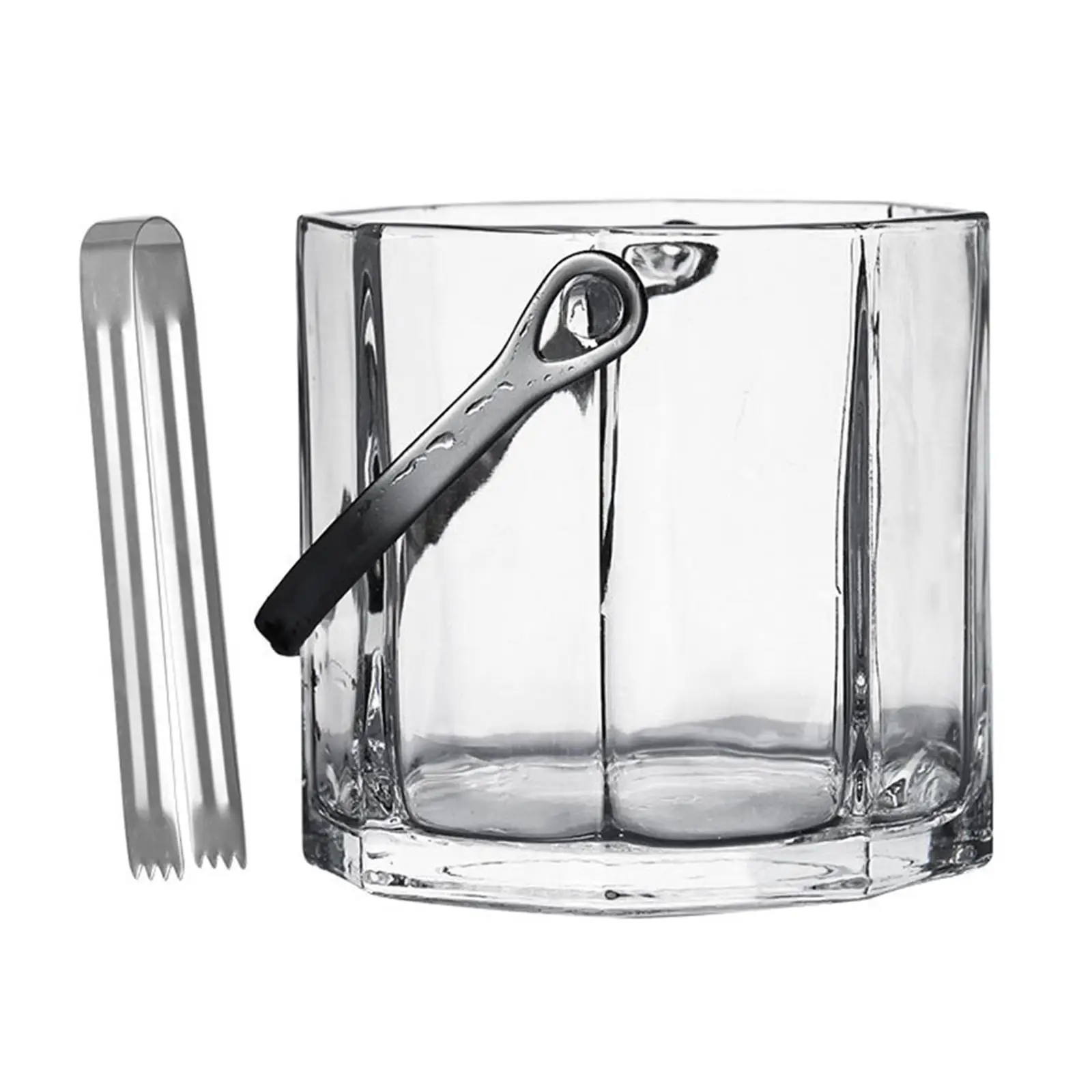 Ice Cube Container Bucket with Carry Handle Clear with Ice Clip for Pub Decoration