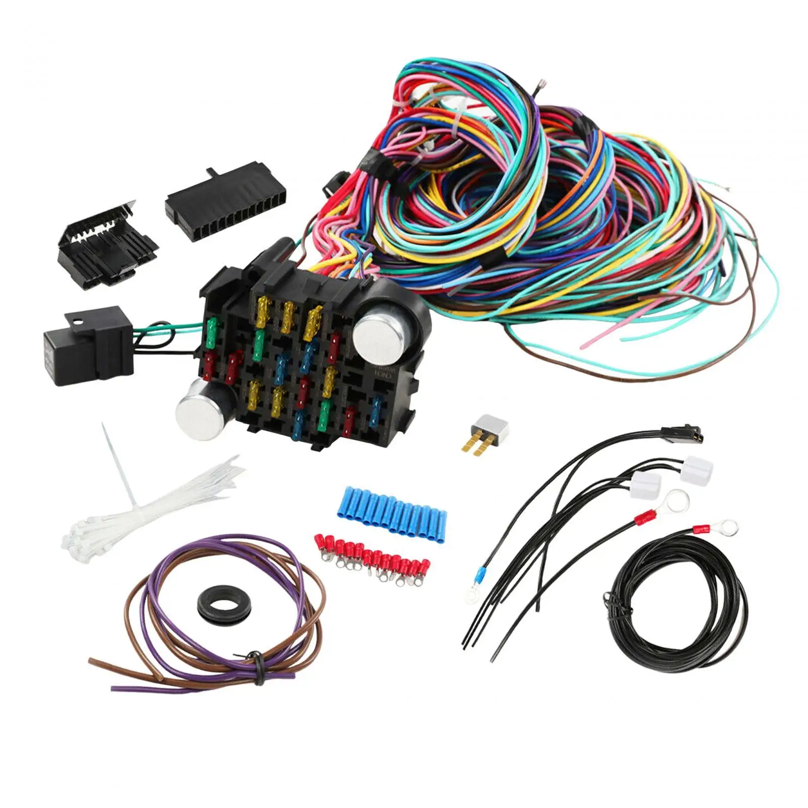 Universal Wiring Harness Kit Replacement 12V Stable Performance Extra Long Wires Attachment Accessories for Vehicle
