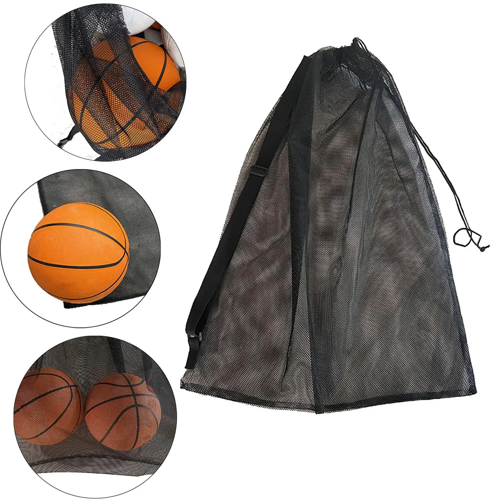 Large Mesh Storage Net Bag Drawstring Sport Equipment Storage Bag for Basketball Sport Equipment Laundry Soccer Floats Balls