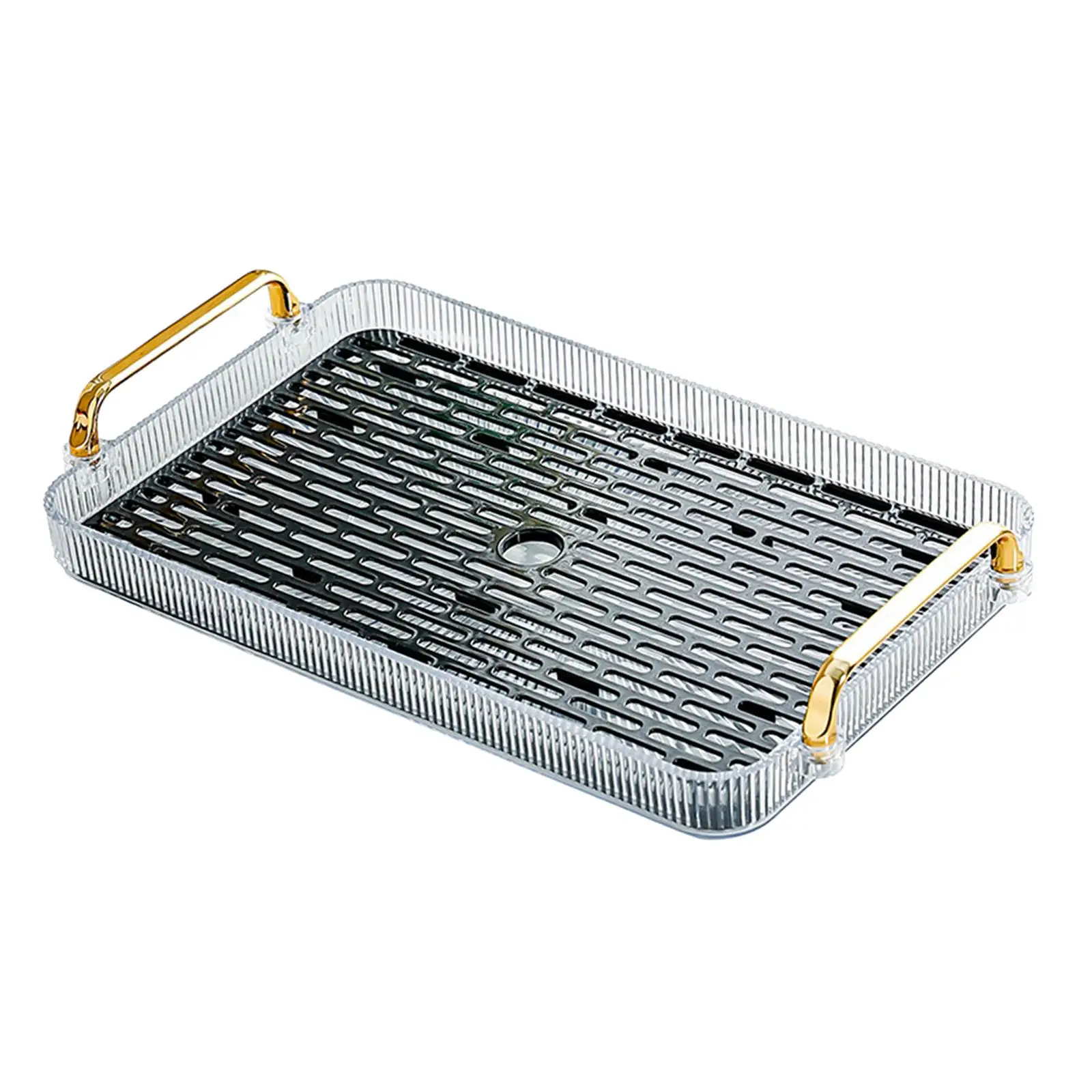 Drainage Serving Tray Multiuse Table Desktop Organiser Tableware Display Tray Fruit Vegetable Storage Holder for Office Bathroom