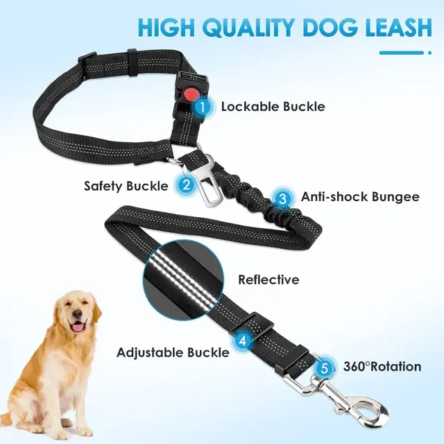  Perro de mascota cinturón de seguridad asiento ajustable de  coche harnesh correa viaje de retención Clip, Azul : Productos para Animales