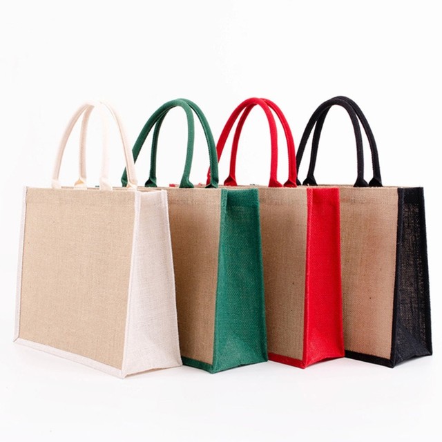 6 Sacchetti Di Iuta Riutilizzabili - Shopper Ecologiche Con Manici (7 Litri) - Foto 4