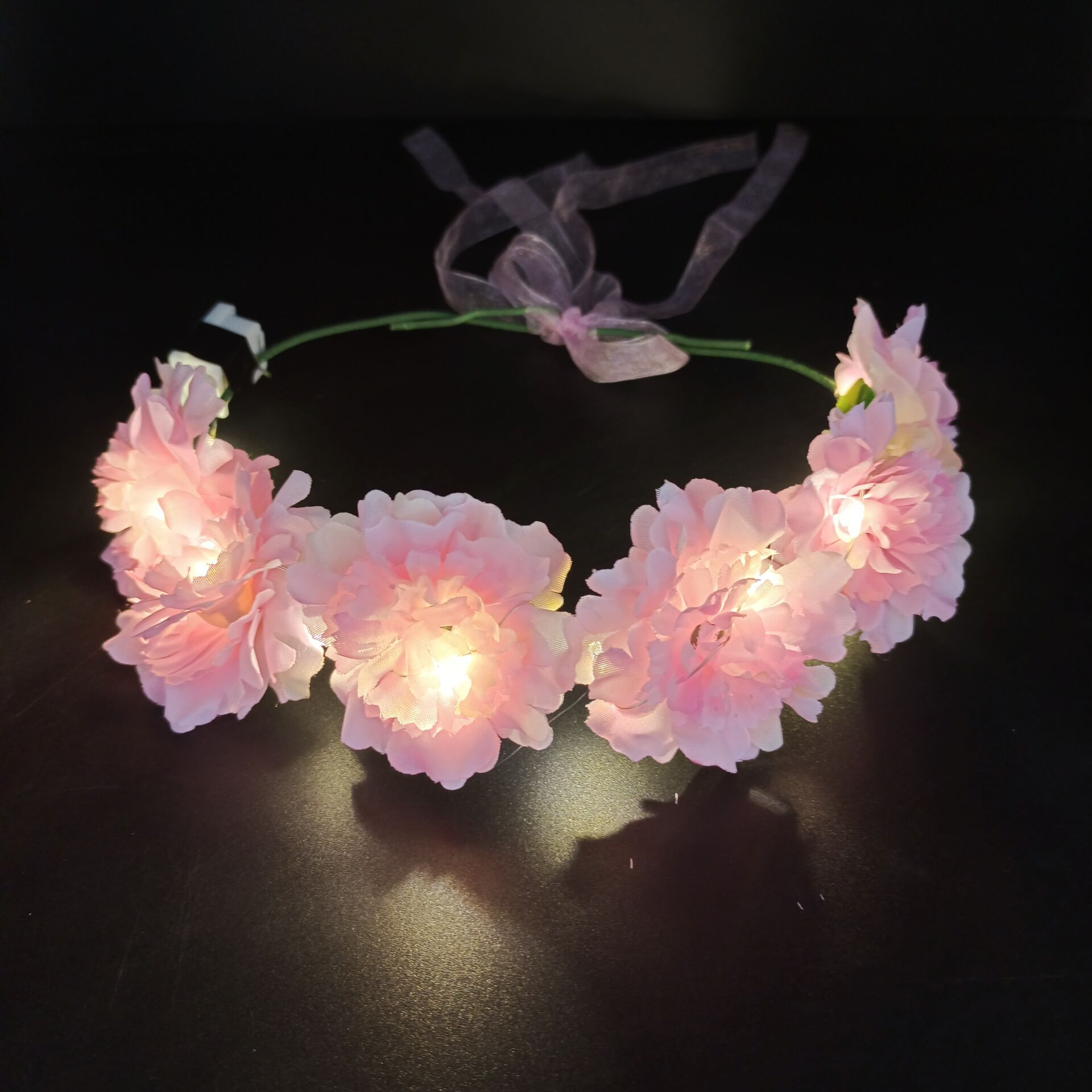 Frauen Mädchen führte blinkendes Licht Stirnband Party Strand Blume Haarband Kranz Krone Geburtstags geschenk Weihnachten Navidad – Detail 6