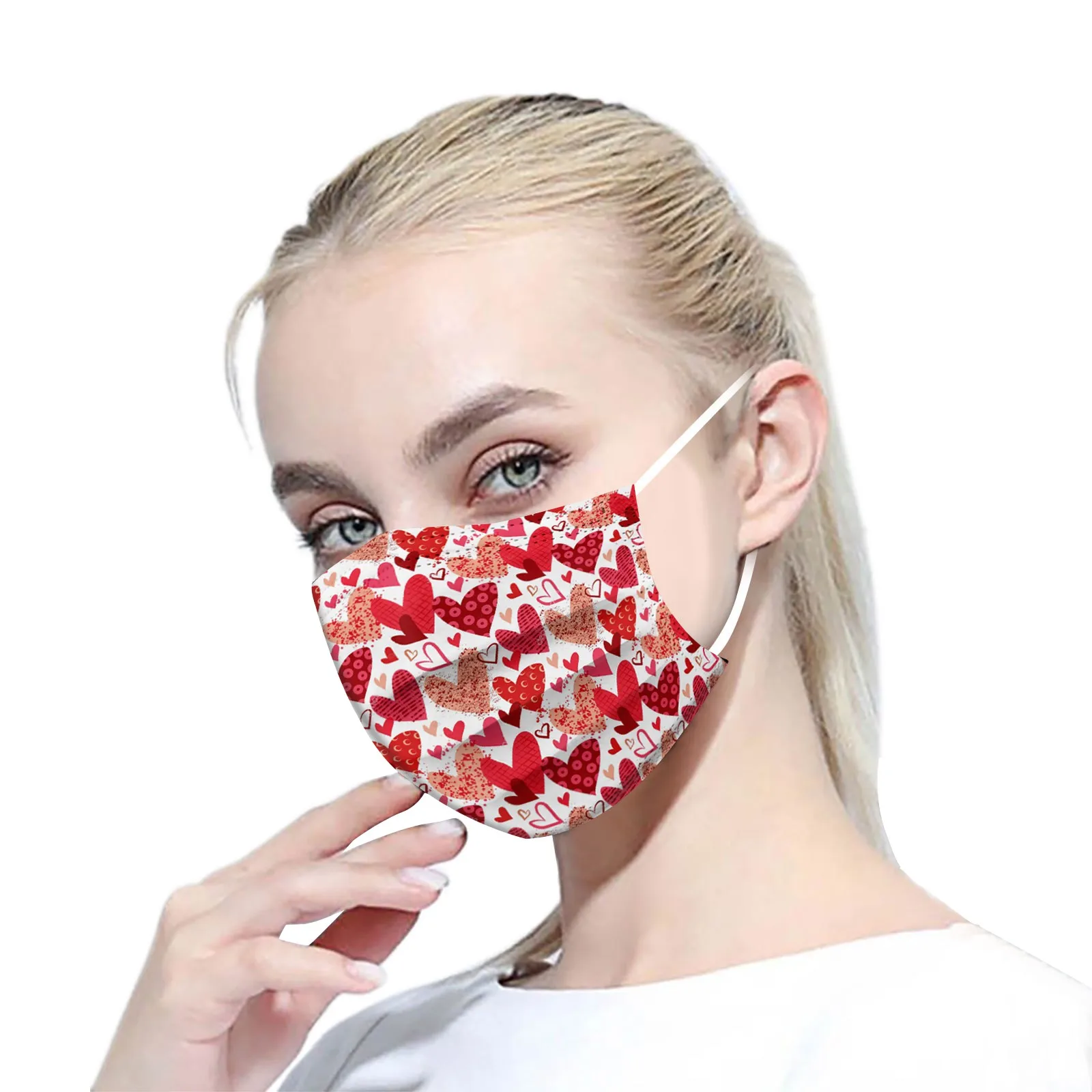 creative halloween costumes 10pc Mascarillas Valentine's Day Heart Facemask Adult Disposable Protective Mask 3ply Earloop Filter Mask Halloween Cosplay Mask funny adult halloween costumes