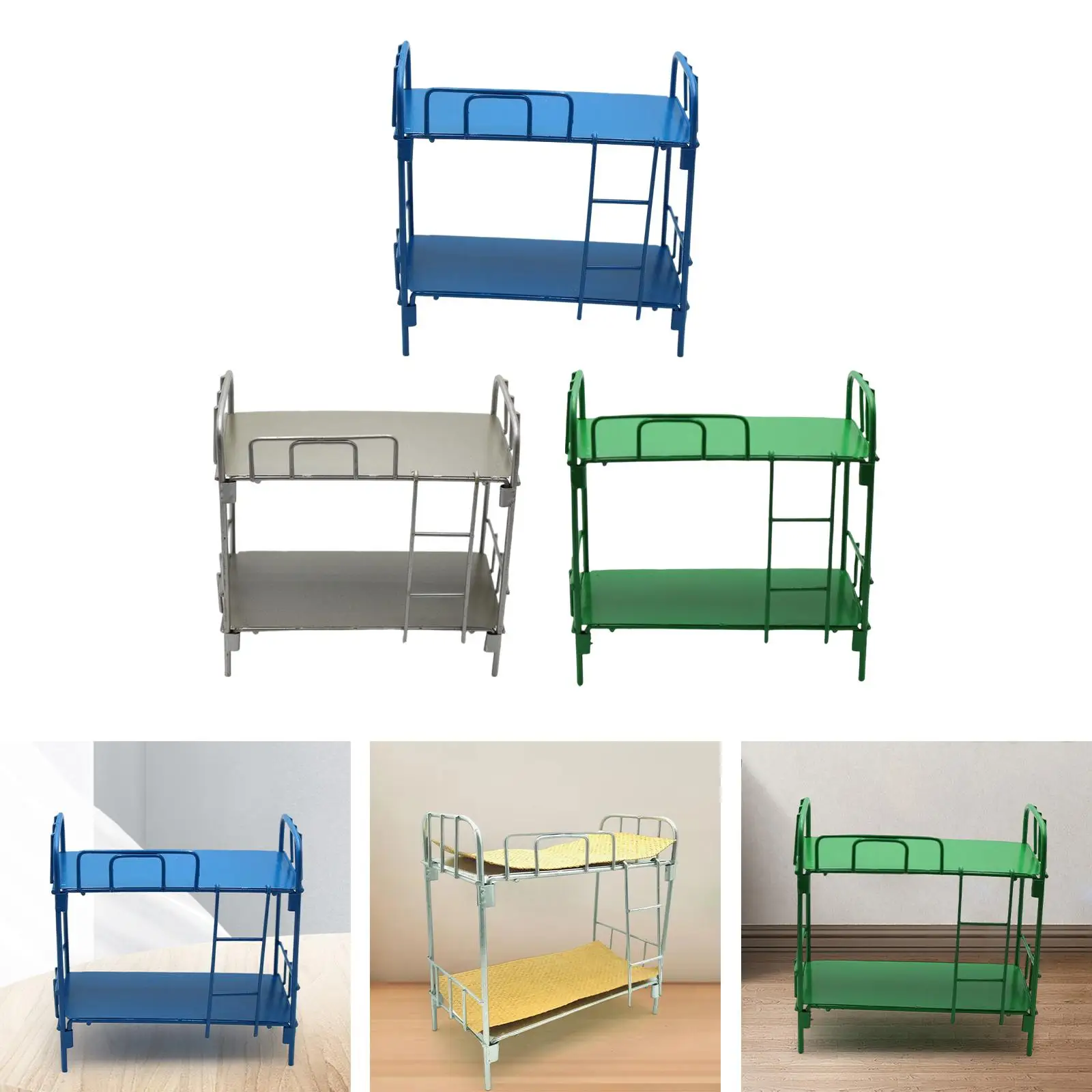 Doll Bunk Bed Miniature Furniture Ornaments Doll Double Bed Miniature Dolls bed for Supplies Furnishings Accessories
