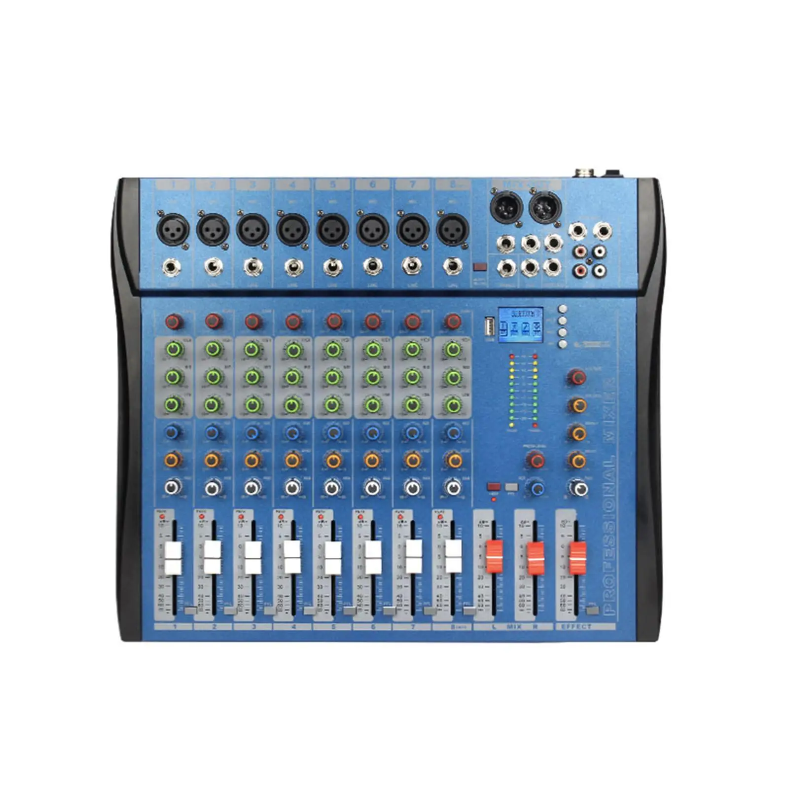 8 Channel Mixer Sound Mixing Console EU Adapter Durable for Live Studio Stereo 16x13.4x1.5inch Stable Transmission Professional
