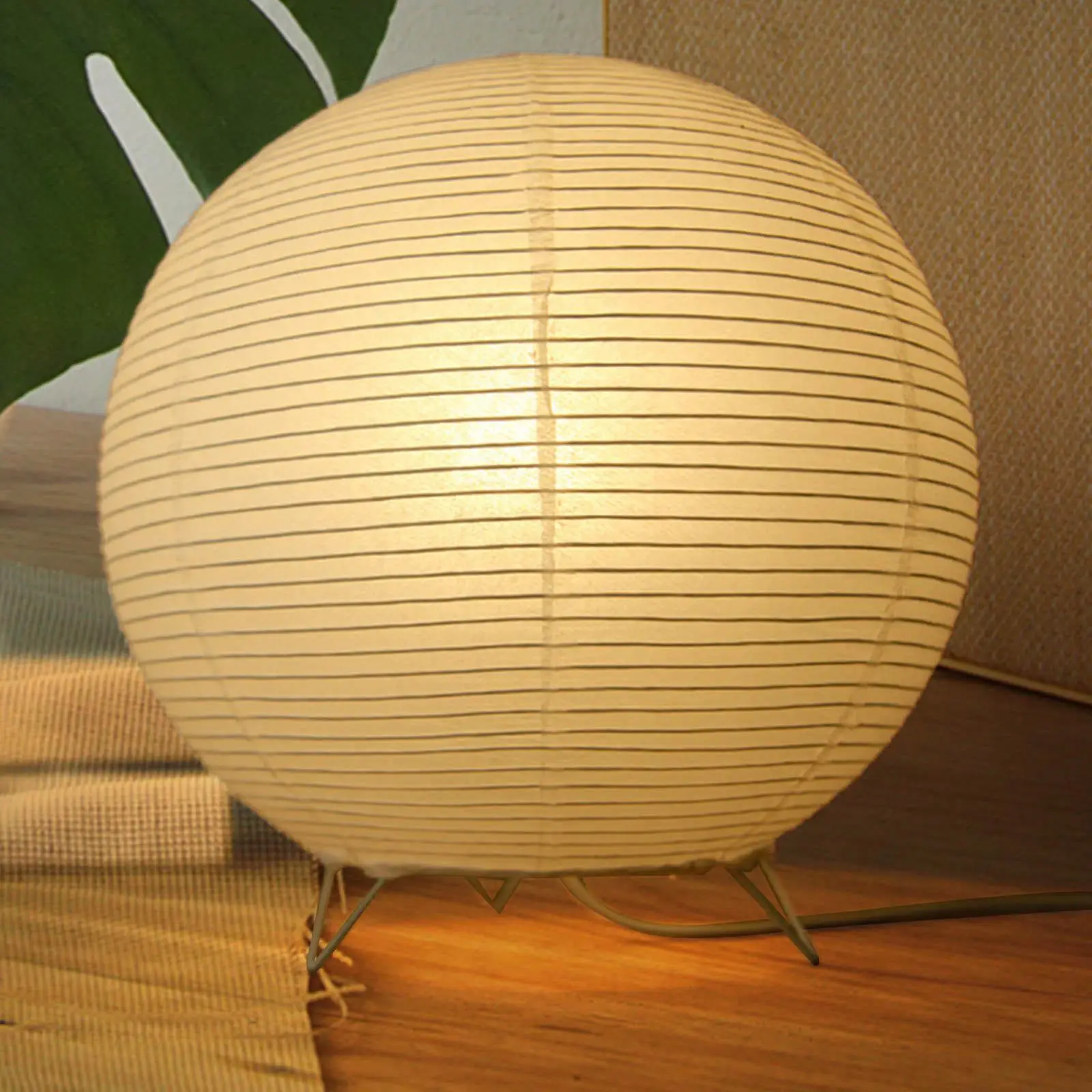 Paper Lantern Table Lamp Simple Decorative Nightstand Lamp Paper Lampshade Desk Lamp Night Lighting for Bedroom Decoration