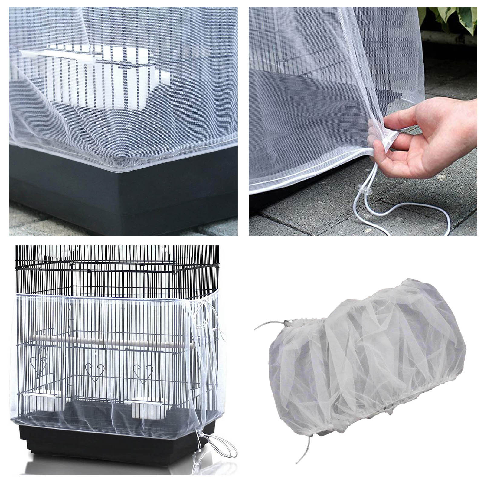 Title 1, Bird Cage Net Cover Seed Feather Catcher Soft S...