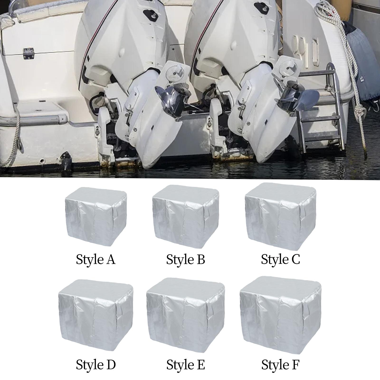 Boat Motor Covers 210D Argent Anti Wind Water Resistant Dustproof Scratch Proof Marine Boat Engine Hood Covers Engine Protector