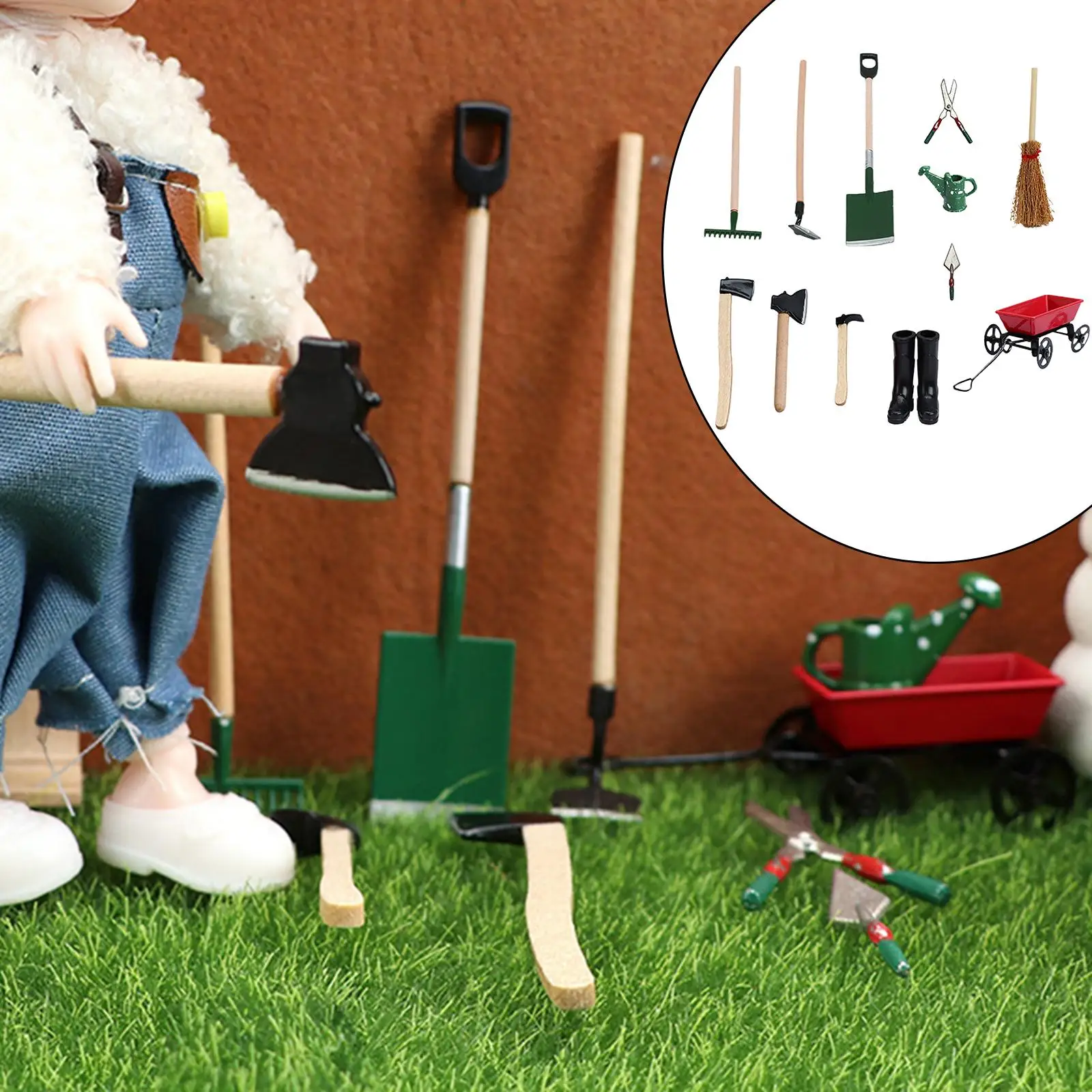 Miniature Garden Tools Pretend Play Ornament for Educational Toy Gardening