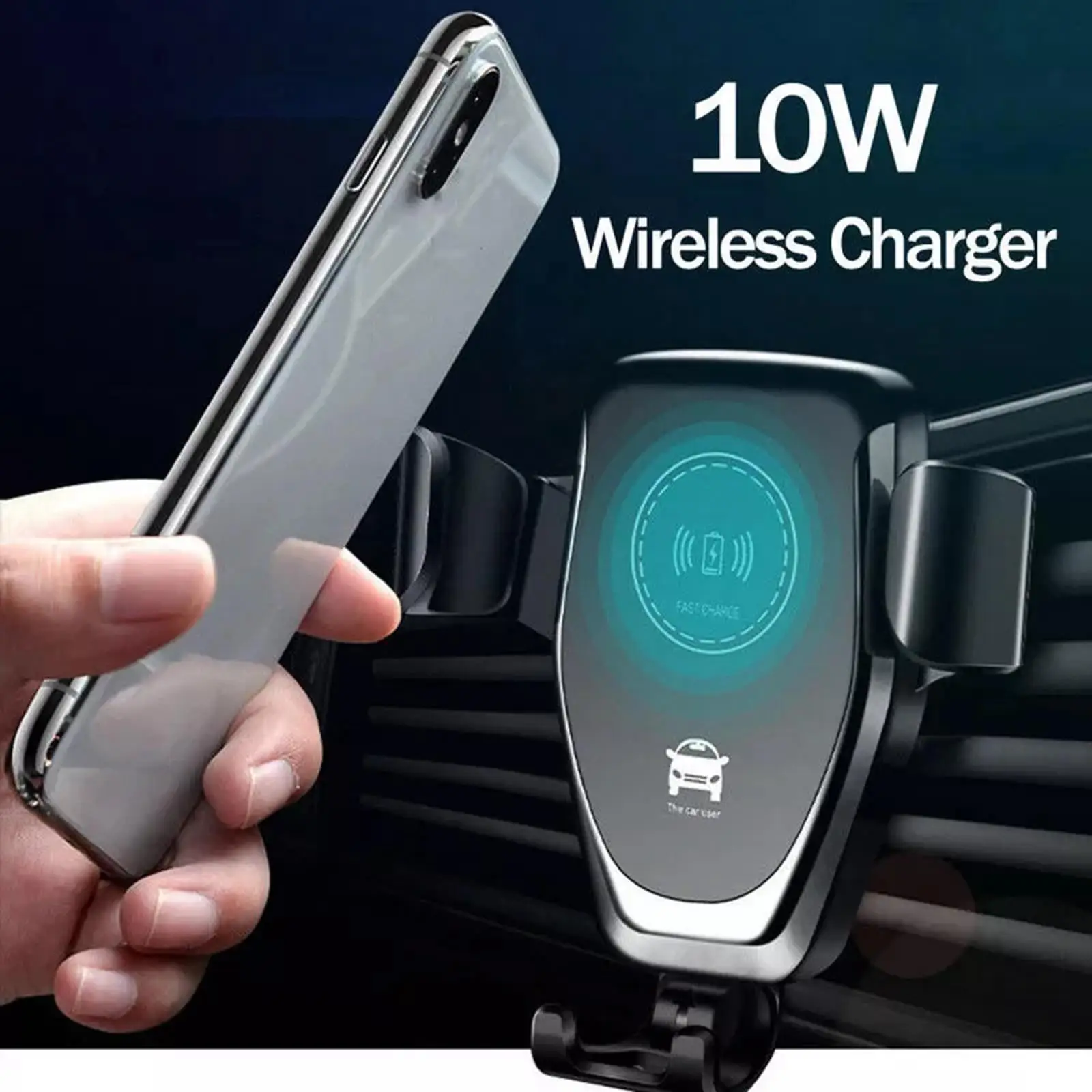  Car Charger, 10W Qi Fast Charging Car Vent Phone Holder, 360° Rotation Auto Charging  