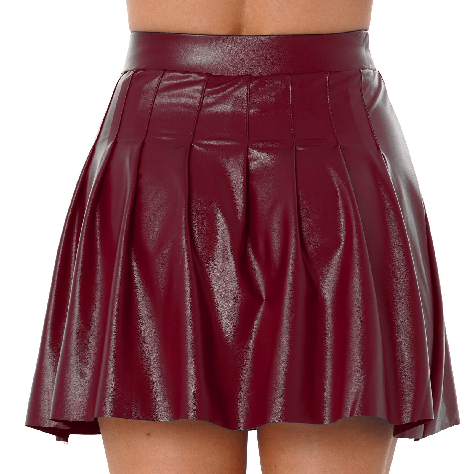 Brown leather circle skirt best sale