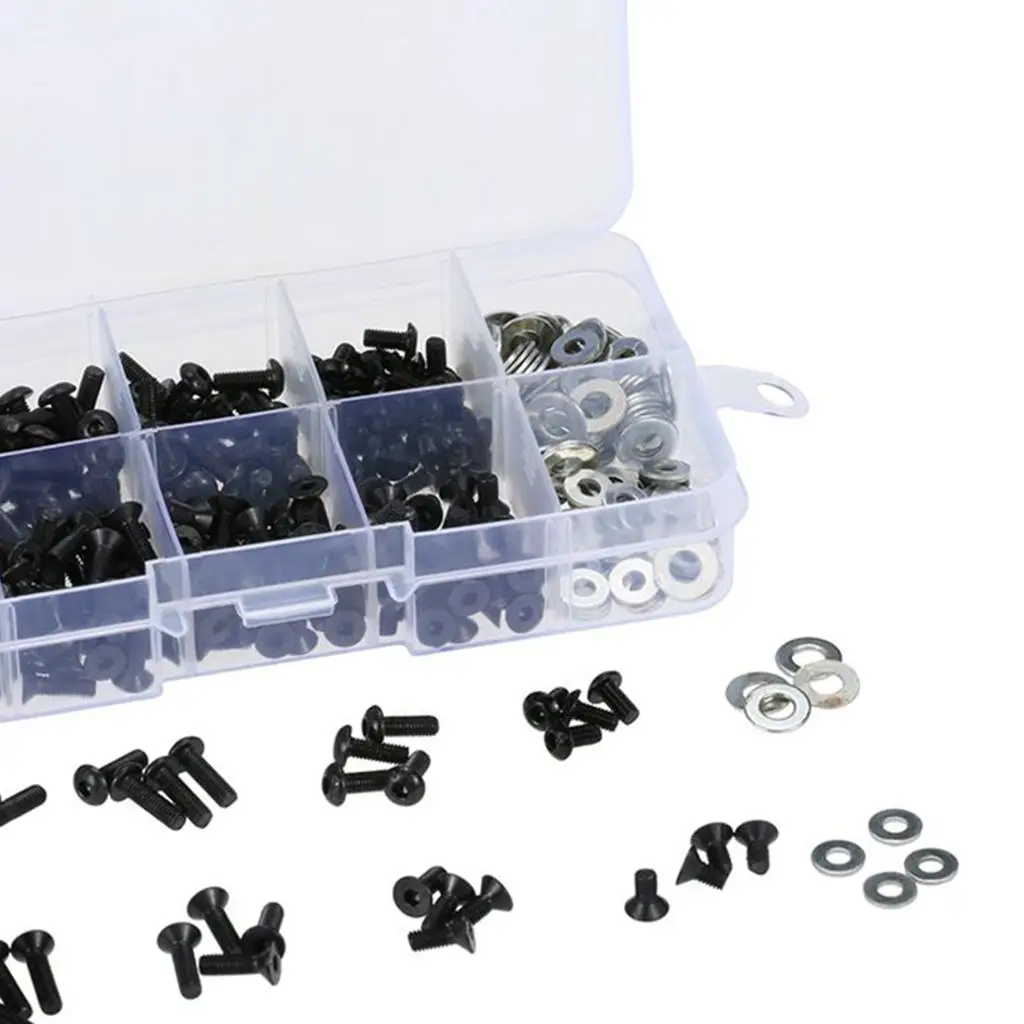 180pcs M3 Flat&Round Head Screws Set Accessories Box for 1/10 Hsp Rc Car