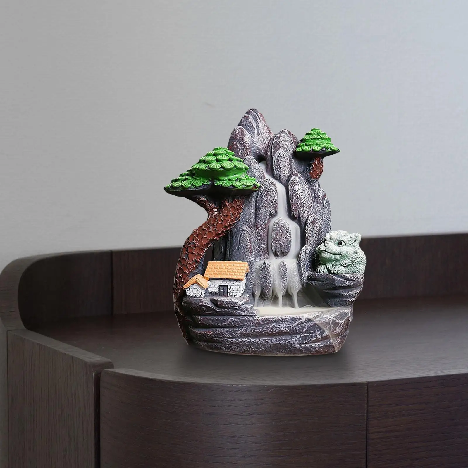 Mountain Backflow Incense Burner Sculpture Tabletop Ornament Incense Cone Holder for Office Table Yoga Desk Home Decoration