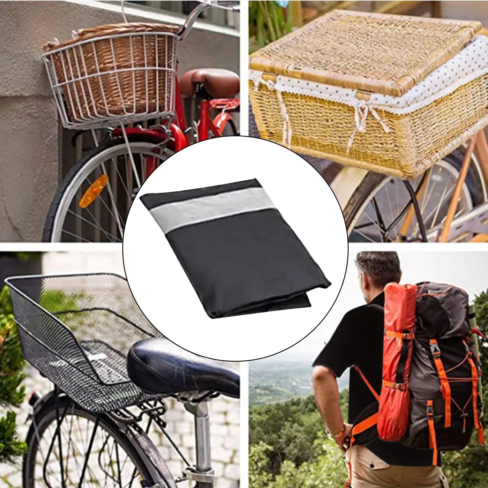210 Cloth Waterproof Bike Basket Liner, Riding Front Basket  Cover, , , Reflective and Protective