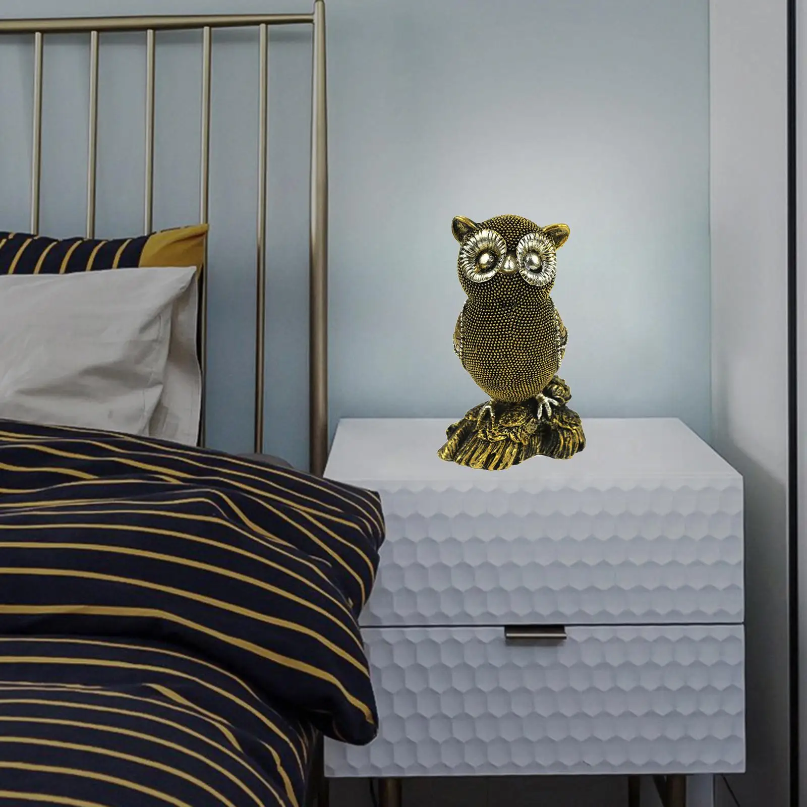 2x Owl Statue Ornaments Sculpture Animal Figurine Living Room Birds Lover